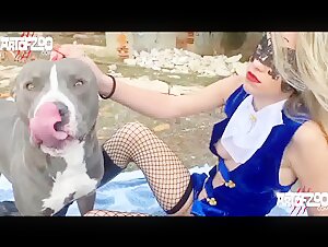 Intimate Moment with Ramona and Her Canine Companion