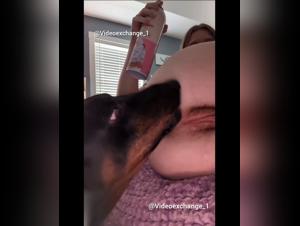 Big Teen, XXL Clit: The dog takes care of business