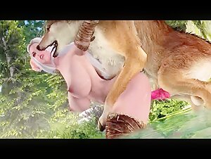Soaked and vicious elf fucked by a wolf